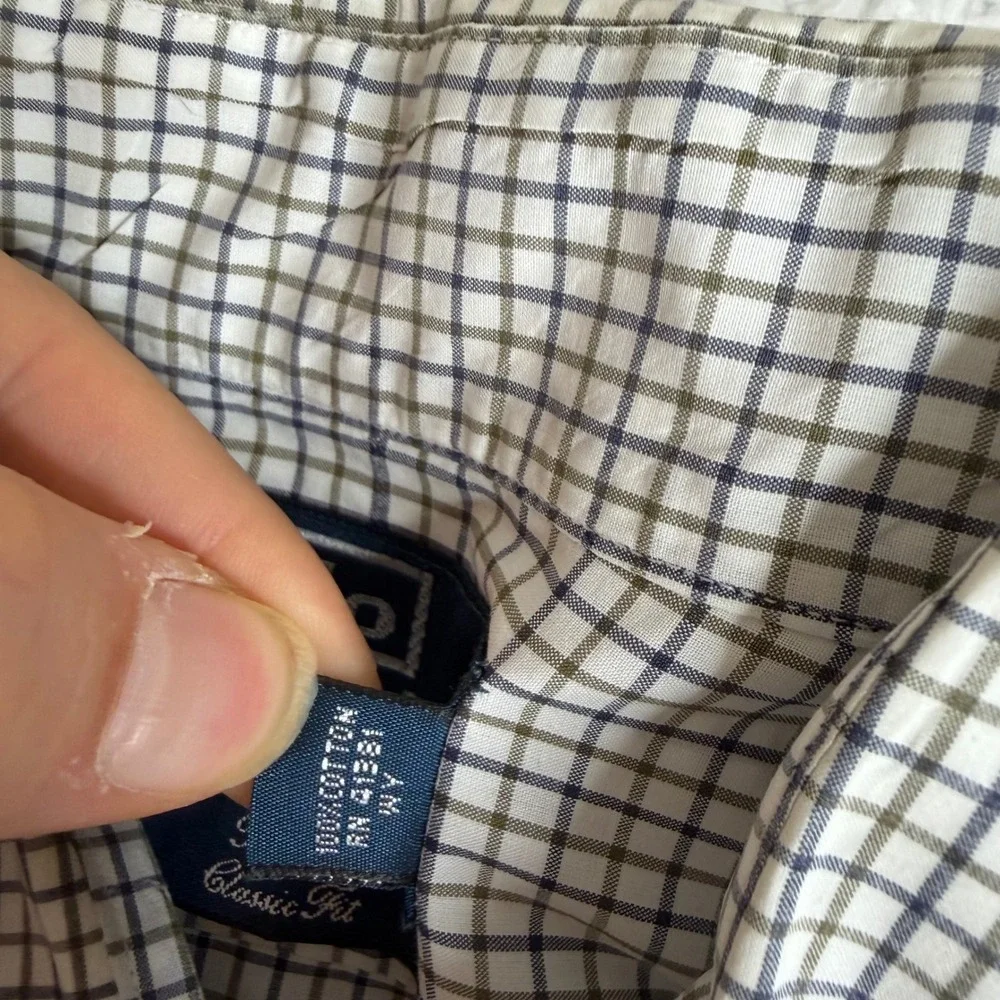 Polo Ralph Lauren Regent Classic Fit Check Shirt Mens 15.5 32/33 Navy Green